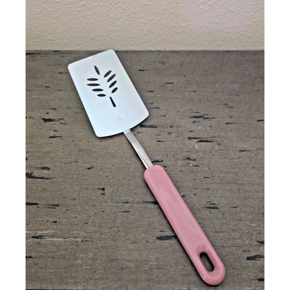 Vintage Royal Korea Pink Mauve Slotted Spatula Turner Wheat Design 11 3/4